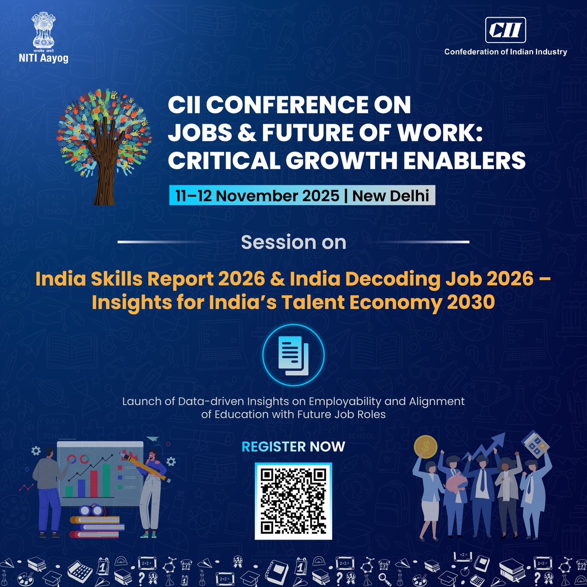 📊 Join the India Skills Report 2026 &amp; Decoding Jobs 2026 session at the CII Conference on Jobs &amp; Future of Work.

🤝 Be a partner with us: cam.mycii.in/ORNew/Registra…

📅 11 Nov 2025 | 📍 New Delhi

<a href="/NITIAayog/">NITI Aayog</a> | <a href="/FollowCII/">Confederation of Indian Industry</a> 
#CII #CIISkills #IndiaSkillsReport2026 #FutureOfJobs