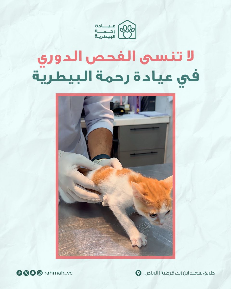 شاركنا أول خطوة تسويها مع أليفك لمن تحس ببرودة الجو..🐶🐱
#الرياض #الخريف #الفحص_المبكر #عيادة_رحمة_البيطرية #حيوانات_أليفة