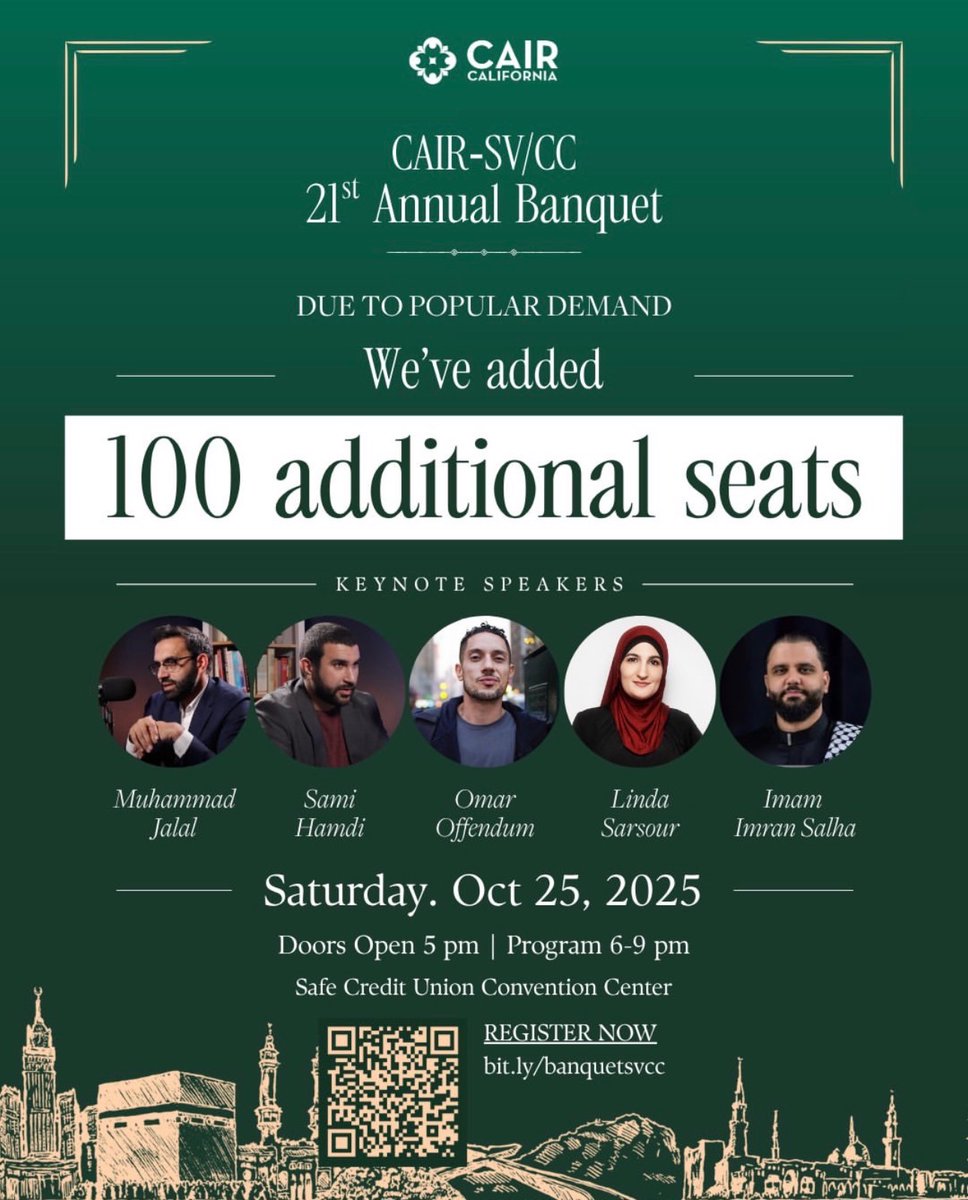 🚨DEPORT SAMI HAMDI NOW🚨

AMERICA IS LETTING HIM RUN A STATE-TO-STATE SPEAKER TOUR

Tonight, Sami Hamdi is on stage in CALIFORNIA, headlining a CAIR banquet — alongside a lineup of professional Islamic power-brokers.

Tomorrow, he is scheduled to headline again — this time in