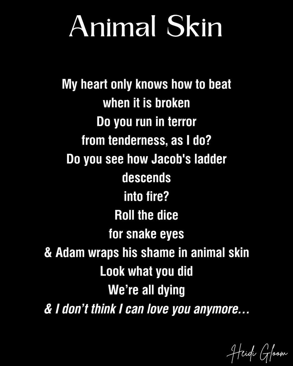 My heart only knows how to beat
when it is broken
Do you run in #terror
from tenderness, as I do?

#poetry #vsspoem #vss365 #WritingCommunity