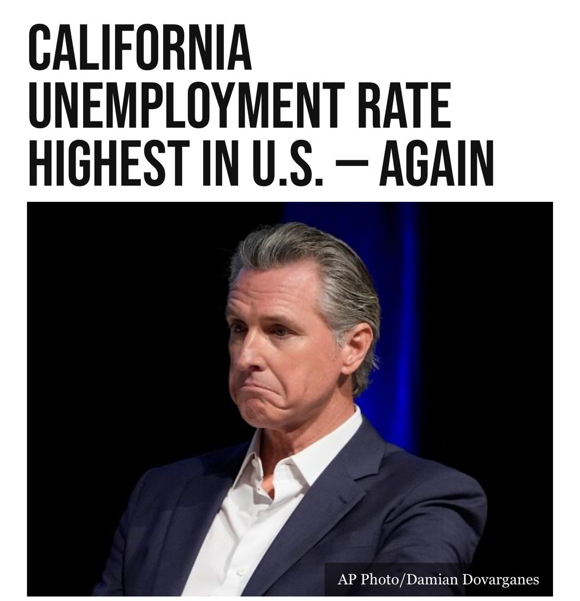 <a href="/funder/">Scott Dworkin</a> I grew up in the best State... California in the 50's through 80's when the Adult Republicans built an amazing place and economy. The Childlike Liberals are grossly ruining it - Shameful! A must read about Newsom’s Failed California… 
* The highest Unemployment Rate 
* The
