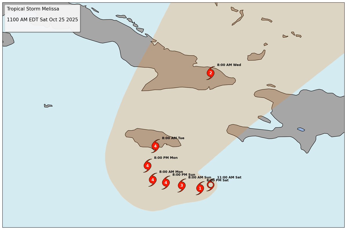 #Melissa 11am EDT Advisory postions and polygon...
