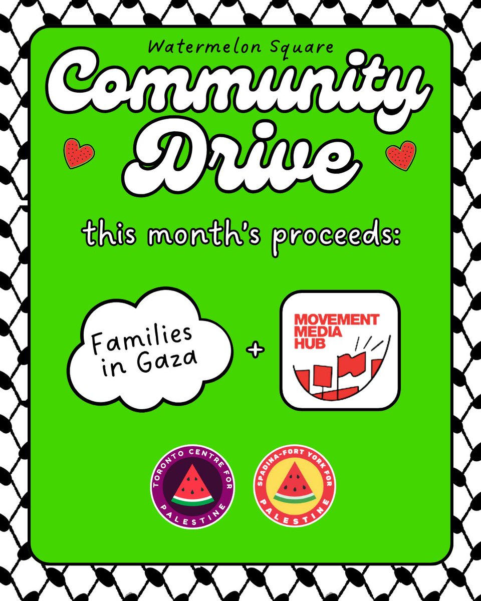 🍪 Come down to Watermelon Square today (George St. &amp; Esplanade) to support our Community Drive.

We’ll be here 11am-2pm sharing good food, music and company! All in aid of families in Gaza and <a href="/movingthemedia/">Movement Media Hub</a> 

Community is more important than ever, please come and support today