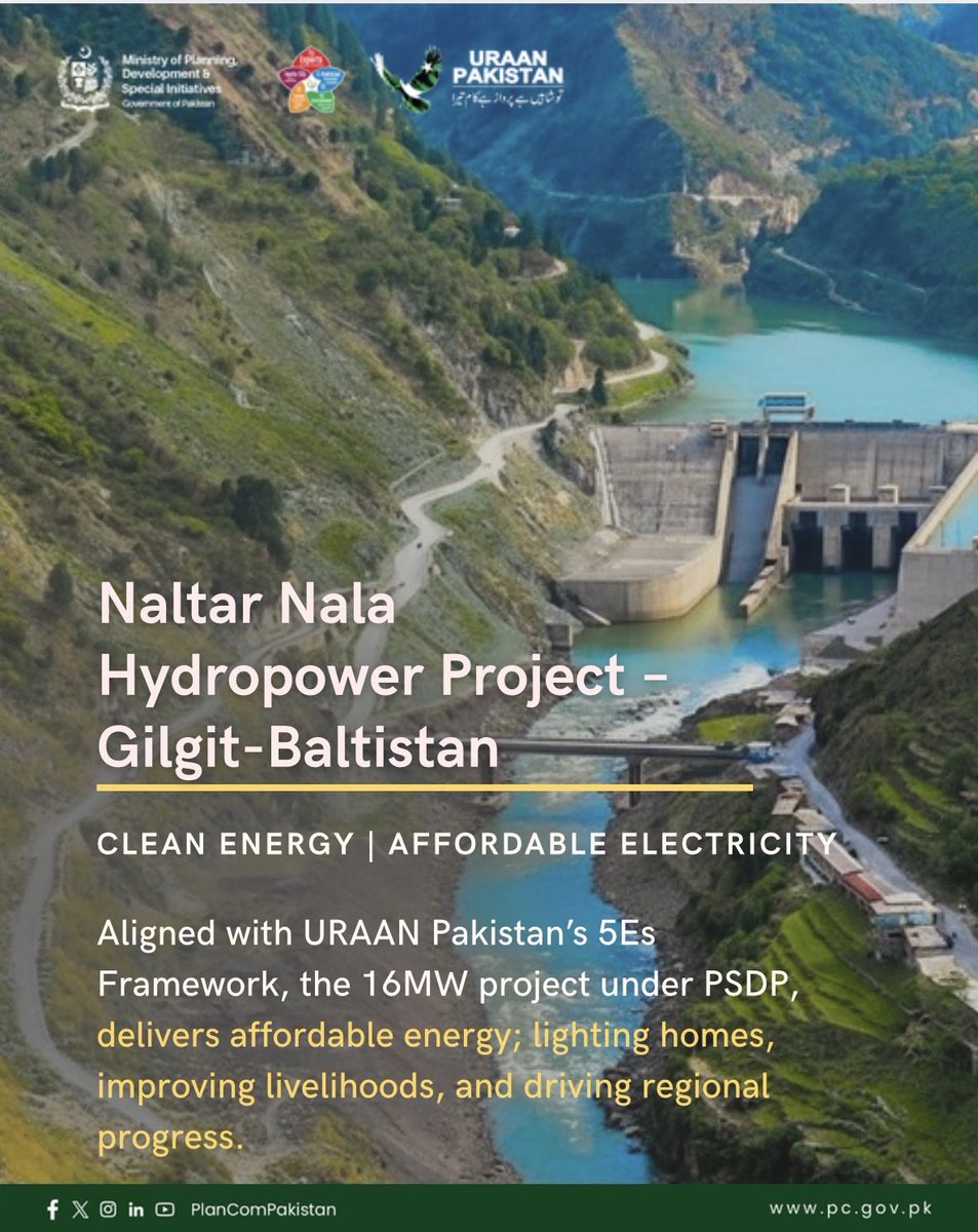 PlanComPakistan's tweet image. Government is turning #UraanPakistan vision into reality. The PSDP projects like the #NaltarNala #HydropowerProject (16MW) in #GilgitBaltistan is transforming mountain streams into sources of prosperity.

By ensuring clean, affordable electricity, the Government is reducing…