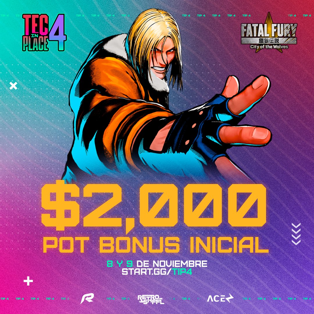 Regresa el torneo más grande: #TecInPlace4 en el TEC CEM.

Prepara tu control porque tendremos acción pura con estos juegazos:

Rivals 2, Fatal Fury,  Street Fighter 6,  SSB Melee, SSB Ultimate

DUPLICA LA EMOCIÓN! Tendremos un Pot Bonus adicional si llegamos a 64 asistentes en
