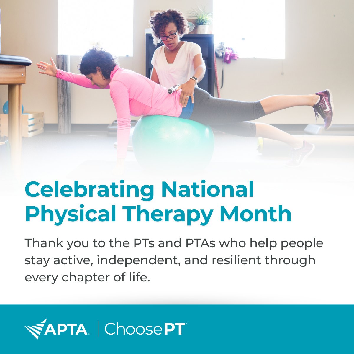 APTA_official's tweet image. 💙 This #PTMonth, we’re celebrating the incredible work of PTs and PTAs everywhere. 

Thank you for helping people stay active, independent, and thriving at every stage of life — your expertise, dedication, and care make a real difference.

#ChoosePT #PTforFutureMe