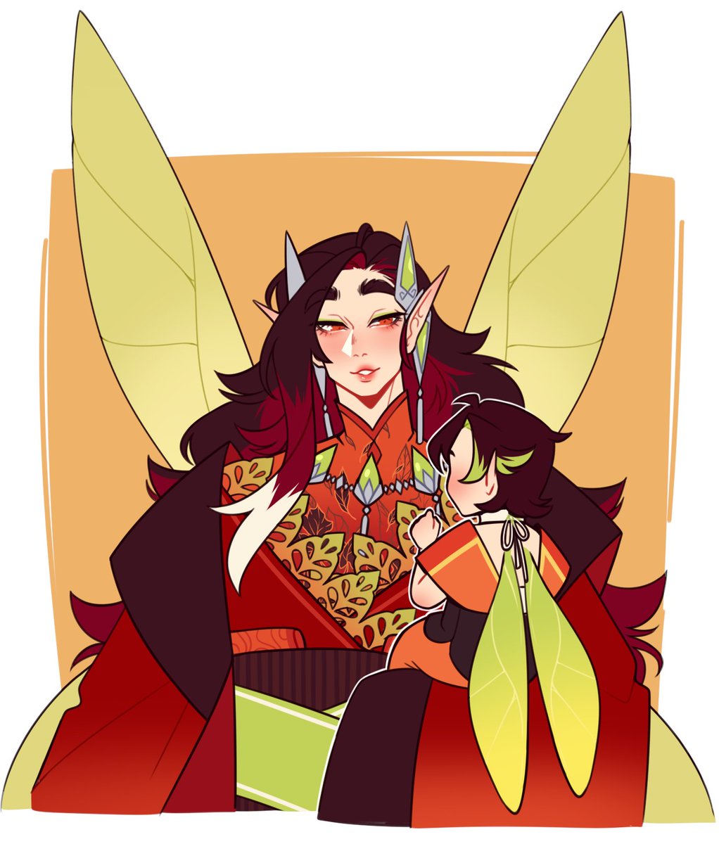 Fairy Autumn queen! Aviel and Aleph's mom.
Aleph is graceful and beautiful so when picturing their mother you'd think she'd looked like Aleph, only to discover its basically just Aviel in a dress