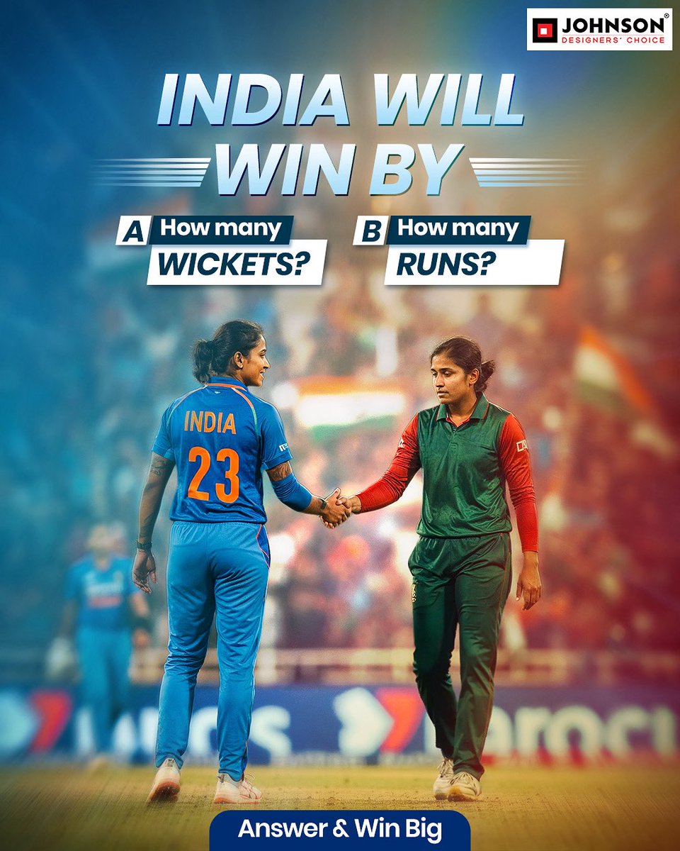 #ContestAlert It’s game time! 
Guess the overs and wickets before the handshake starts this Sunday!
Drop your predictions in the comments 
Let’s see who reads the game best and stand a chance to win an Amazon voucher worth ₹500!

How to enter:
- Follow <a href="/HRJohnsonIndia/">H & R Johnson</a> 
- Share