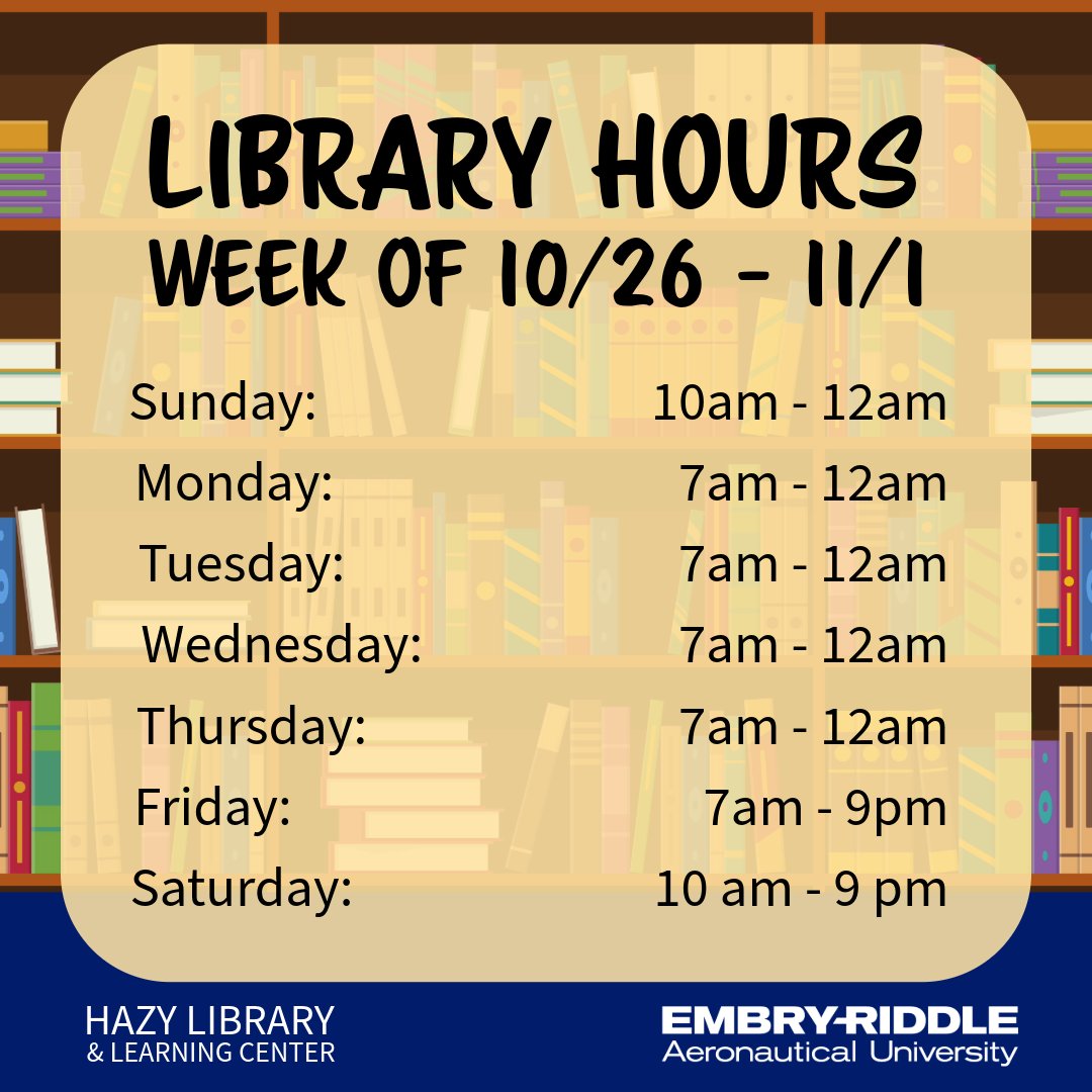 hazylibrary's tweet image. 📅Here are your Hazy Library Hours from October 26 - November 1. Hope to see you here! #HazyLibrary