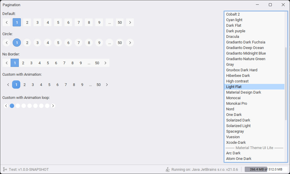 RaVen_JDev's tweet image. Swing-Pack is Modern Swing component library for Java desktop development build with FlatLaf.
- Pagination
- Multi-Select ComboBox
👉 GitHub Repository
github.com/DJ-Raven/java-…
👉 Docs
github.com/.../java-swing…
#FlatLaf
#JFreeChart
#JavaSwing
#SwingPack