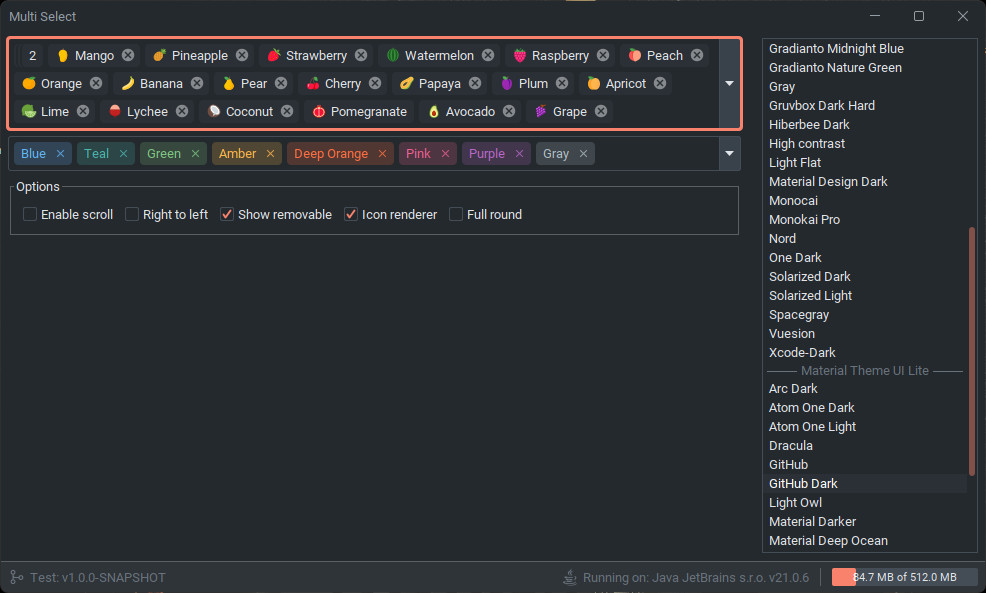 RaVen_JDev's tweet image. Swing-Pack is Modern Swing component library for Java desktop development build with FlatLaf.
- Pagination
- Multi-Select ComboBox
👉 GitHub Repository
github.com/DJ-Raven/java-…
👉 Docs
github.com/.../java-swing…
#FlatLaf
#JFreeChart
#JavaSwing
#SwingPack