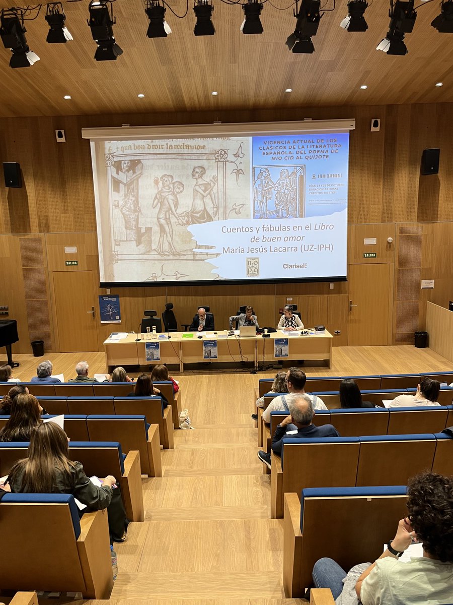 ClariselComedic's tweet photo. En la primera de las conferencias, titulada “Cuentos y fábulas en el Libro de buen amor”, la Dra. María Jesús Lacarra Ducay, profundizó en las raíces de los principales relatos insertos en la obra de Juan Ruiz https://t.co/lmrd9VrVrR