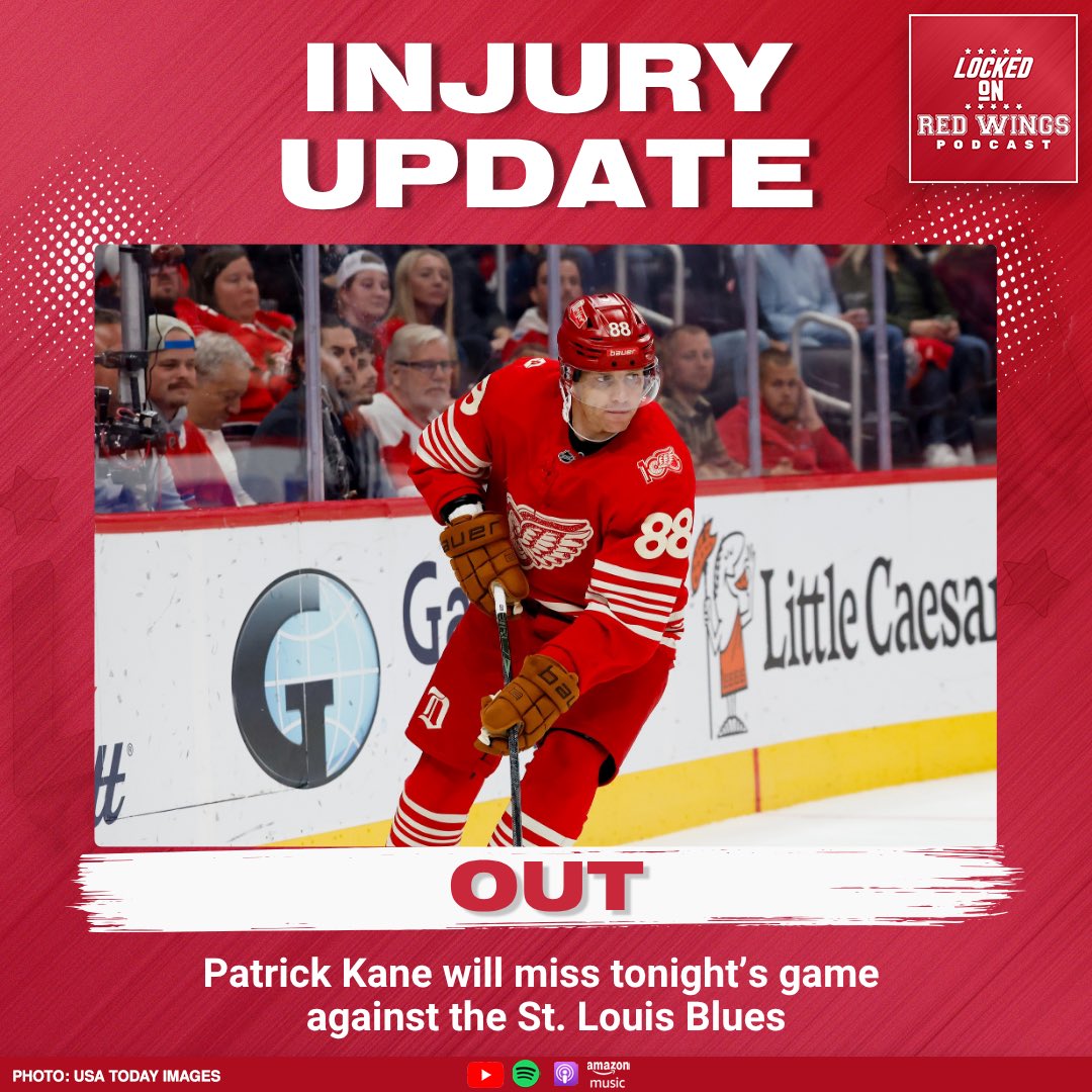 INJURY UPDATE: Patrick Kane will miss tonight’s game against the St. Louis Blues with an upper-body injury.

He skated, but did not participate in line rushes. #LGRW