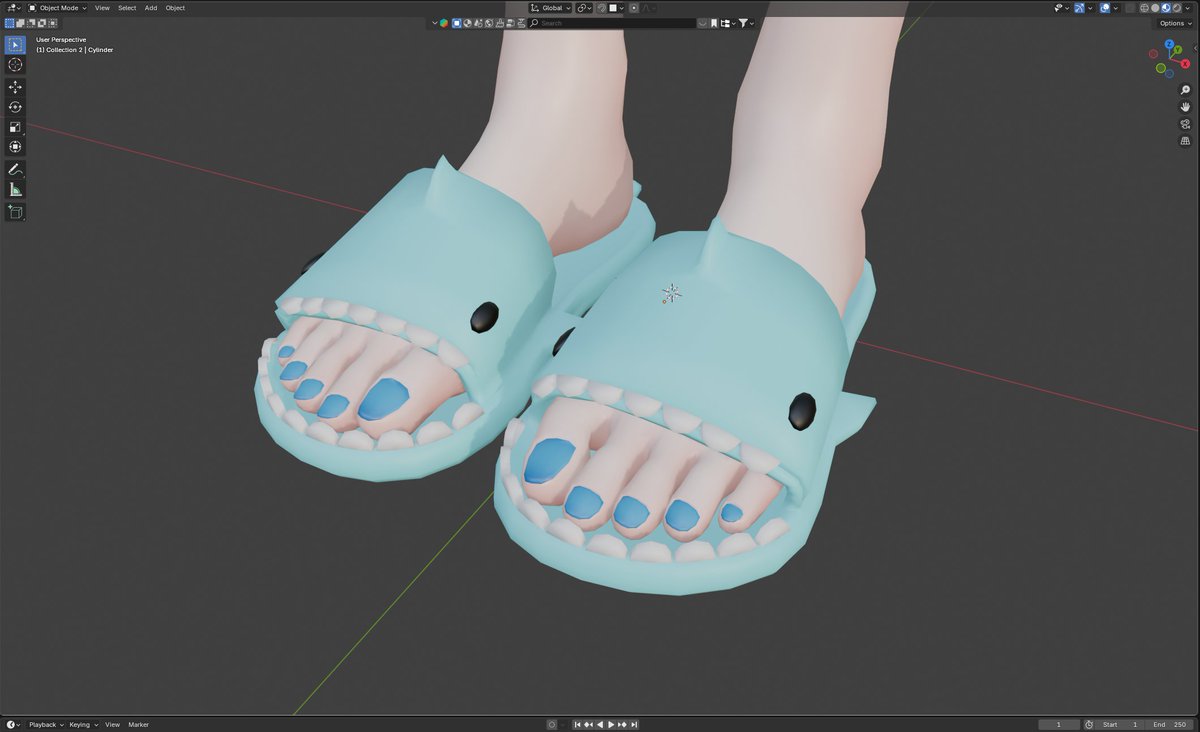 stape_r's tweet photo. Shorts and slippers I made today! Full set is pretty close to the finish line...
#AIKOSAN3D #Blender #VRChat https://t.co/98tRETqEoc