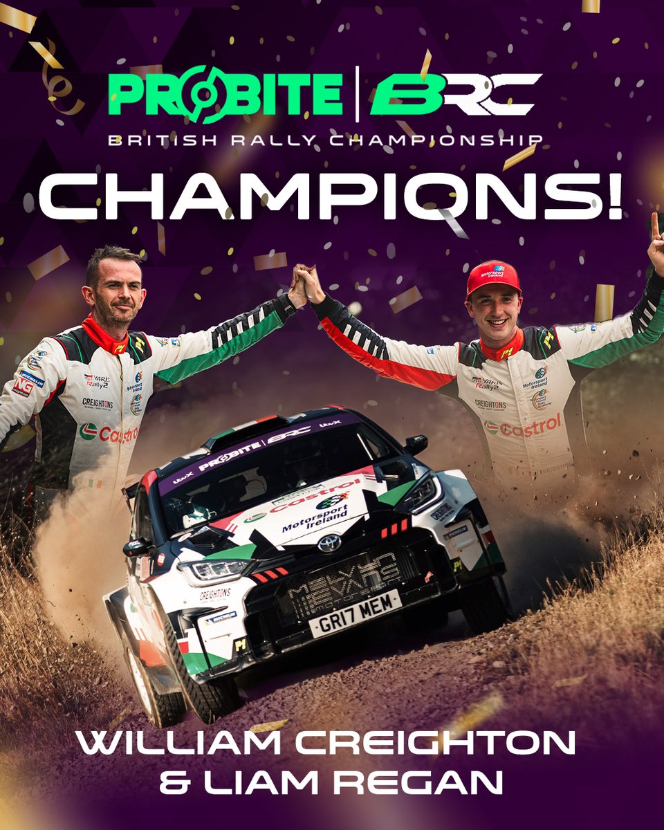 They did it!

🏆 Your 2025 Probite British Rally Champions 🏆

Junior BRC Champions in 2021...
Now the Irish pairing are outright champions! 

<a href="/WCreighton1/">William Creighton</a> and <a href="/liam_regan55/">Liam Regan</a> 
Let it all soak in!

#BRC #BRCRally