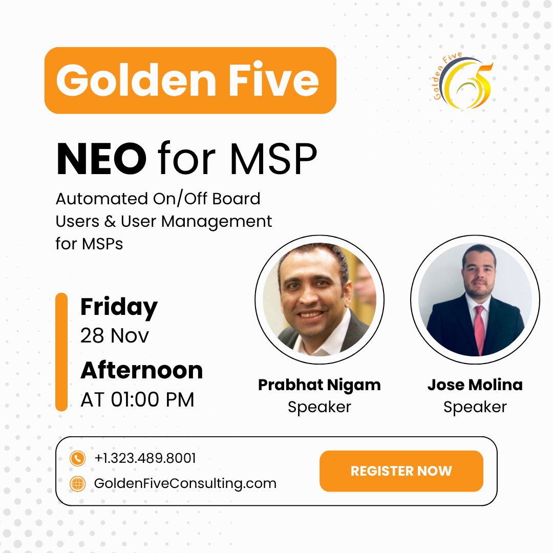 Register now: events.teams.microsoft.com/event/9d767126…
28th November | 1:00 PM
With Prabhat Nigam &amp; Jose Molina

#NEO #Identity #NEOidentity #GoldenFive #Webinar #Event #G5Consulting
