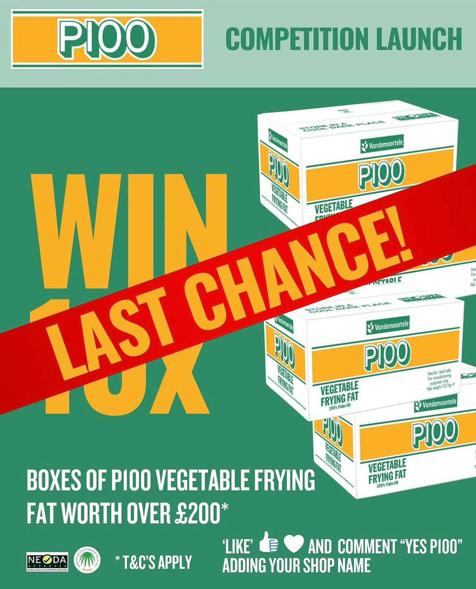 LAST CHANCE TO ENTER!

Here is your last chance to win 10x boxes of P100
Premium Vegetable Oil of the Highest Quality.
To enter, simply like and comment ‘YES P100” below and add your shop name.

#competition #win #winner #filter #winnerwinnerchickendinner #p100 #oil #clean #wow