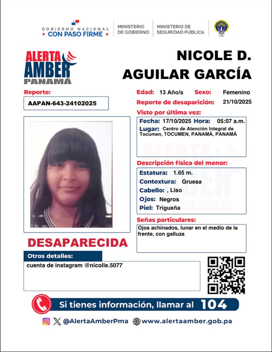 TReporta's tweet photo. paActivan la @alertaamberpma por Heidy Sánchez, Nicole Aguilar y Cesia Ester Carmona. @PGN_PANAMA https://t.co/WNmqlJ5VBE