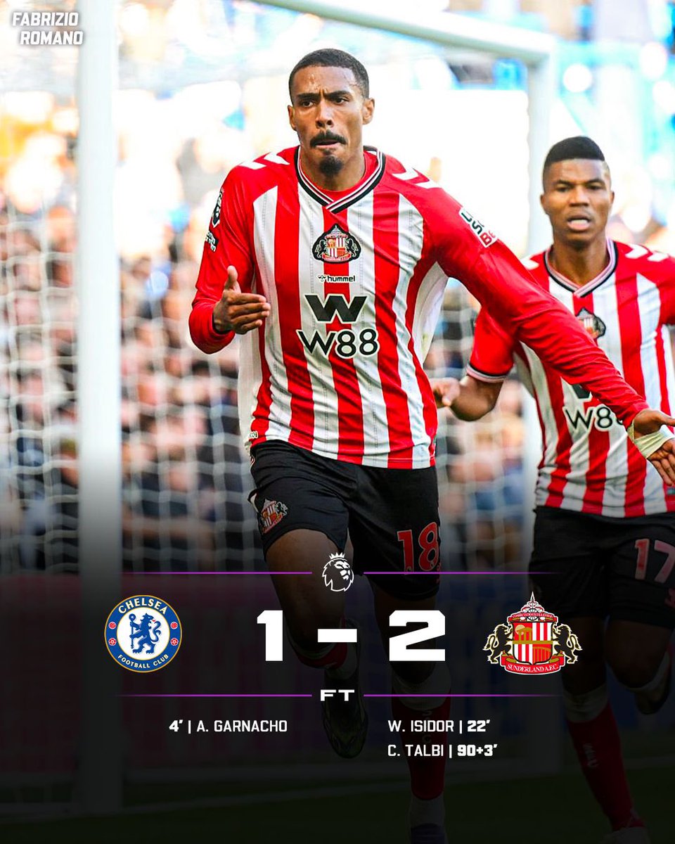 FabrizioRomano's tweet image. 🐈⬛ Sunderland beat Chelsea at the Bridge!
Who’s been your Man of the Match?