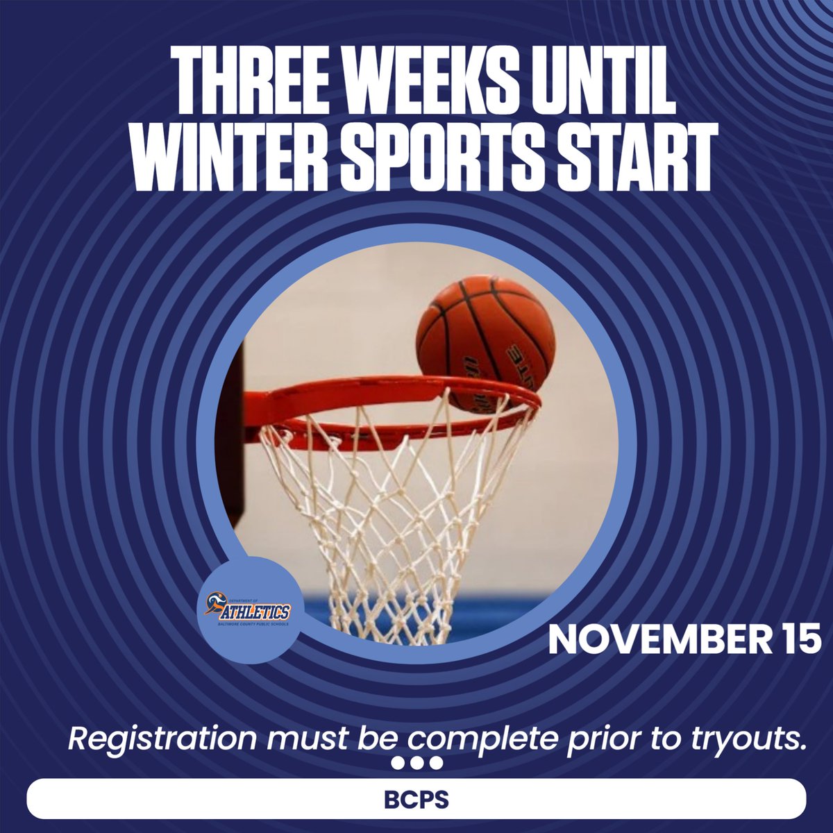 Hard to believe it's almost time for winter sports to start!! Get yourself registered before tryouts start. 

<a href="/BaltCoPS/">Baltimore County Public Schools</a> <a href="/BCPSSportsScene/">Sports Scene</a>