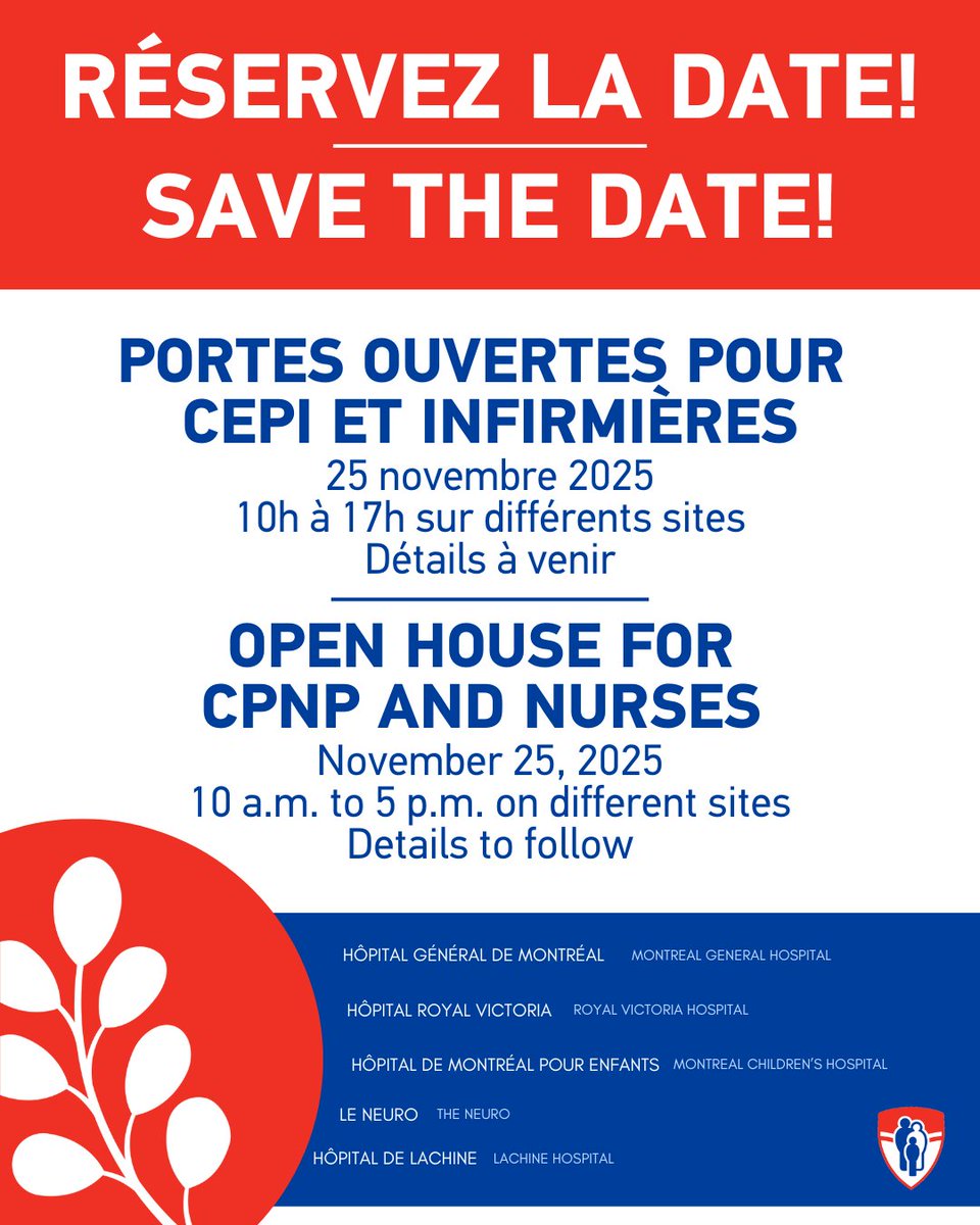 cusm_muhc's tweet image. 📣 On recrute ! ✨
Joignez-vous à nous le 25 novembre, de 10h à 17h, pour une journée portes ouvertes sur les différents sites du CUSM.
Des nombreuses opportunités de carrière offertes!
Postes à combler :
👉 CEPI
👉 Infirmières
Détails à venir. Restez à l'écoute !
-
📣…