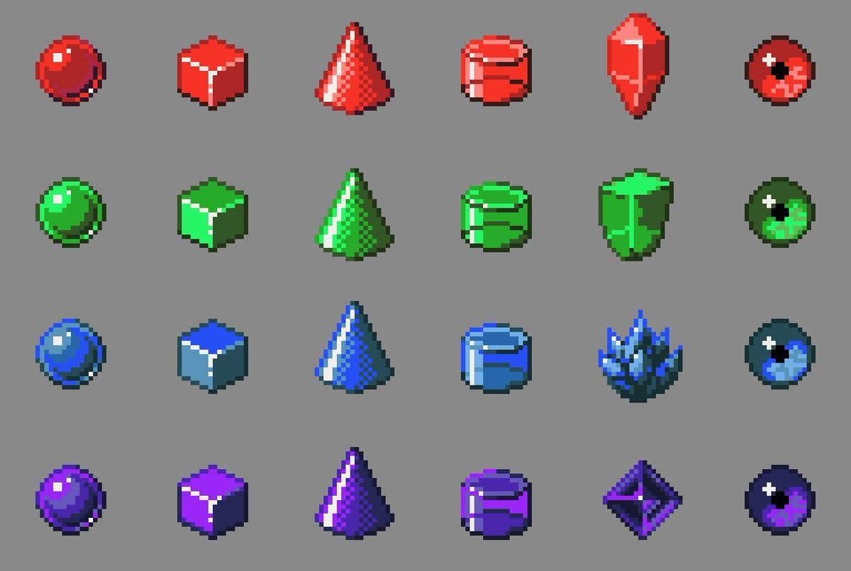 artrey_7's tweet photo. Hi 👋 I’ve been trying to make a few gem shapes 💎
#pixelart #senipixel #ドット絵 #픽셀아트 https://t.co/hHuFYL85q0