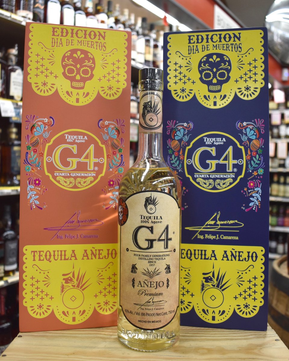 WhatsNewAtDPS's tweet photo. Celebrate Día de los Muertos with G4 Añejo de Madera! Aged one year in used George Dickel barrels this luxurious tequila has a rich profile of caramel, dark chocolate with hints of leather &amp; baking spice. The perfect limited-addition bottle to add to your collection! https://t.co/VsMjuFXVdD