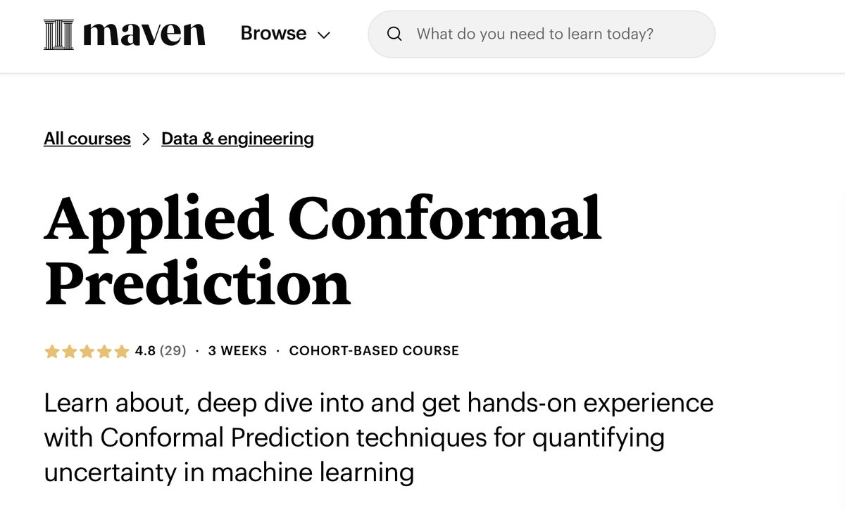 predict_addict's tweet image. The next cohort of Applied Conformal Prediction kicks off soon. Come and learn one of the hottest and best ML frameworks in a live cohort of top professionals from some of the best companies across the world 🌎 

#conformalprediction
