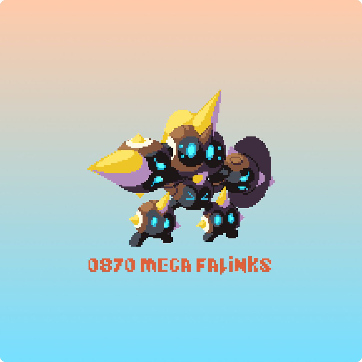 The last Mega Evolution's pixel art of the week is Mega Falinks!! Mine its gonna be called "Turron". I love this mega, its really funny.

#PokemonZA #pixelart