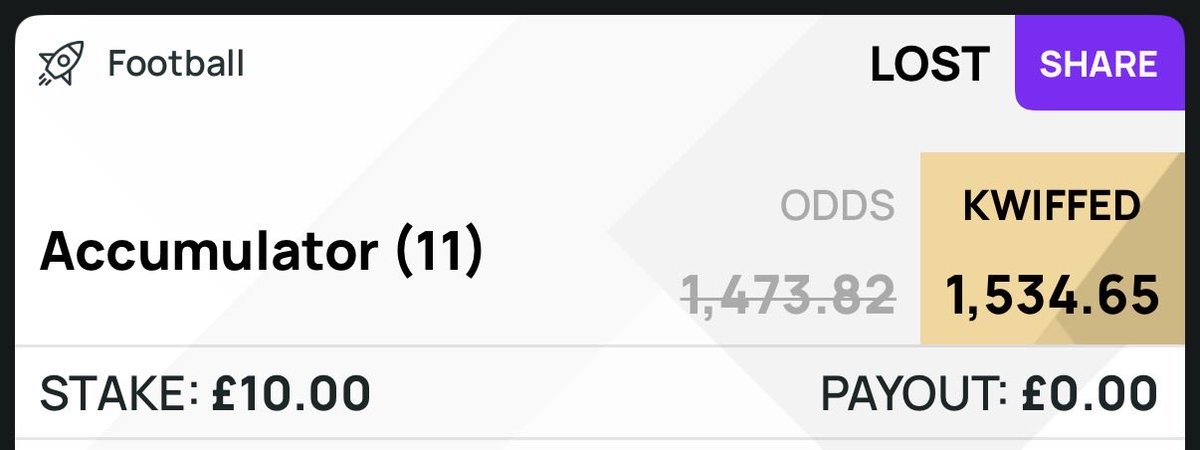 Charlton scoring in the 91st minute letting you down for £15,346! 

No cash out the whole bet as you have a “uncovered” game in the Scottish lower leagues……. 

What a Saturday! 🖕🏻