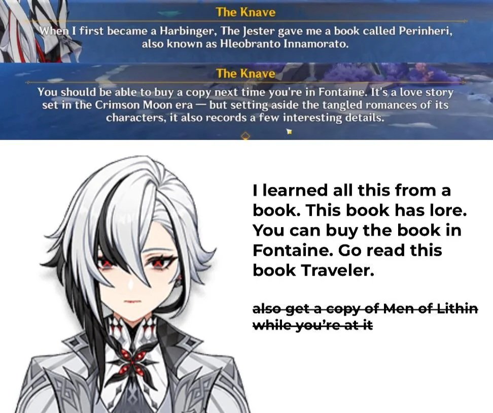 teyvattabloid's tweet image. Hoyo: Nod Krai will aim to bring the hidden threads of lore into focus. Also Hoyo:
©️ u/BulbasaurTreecko
#Genshinlmpact #Genshin #GenshinMemes