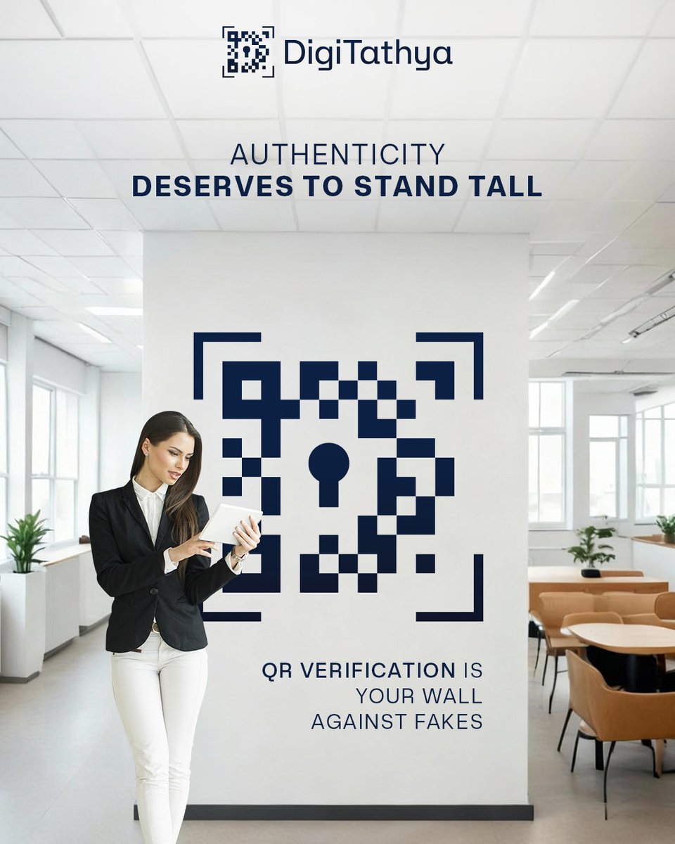 digitathya_'s tweet image. Stand tall with authenticity.
DigiTathya makes every scan a symbol of trust.

#ScanToVerify #TrustTheReal #VerifiedByDigiTathya #BuiltOnTrust