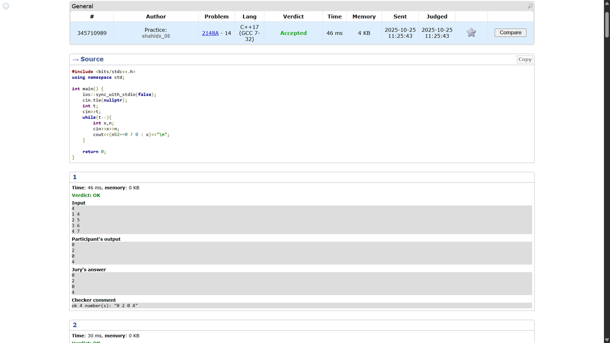 shahidx_05's tweet image. Day 224 – #365DaysOfCode
✅ Calculate Money in Leetcode Bank
✅ GFG POTD – Minimum Steps to Have Sum
✅ Codeforces 2148A 
🏆 Leetcode bitweekly contest 
#DSA #LeetCode #GfG #Codeforces #CompetitiveProgramming  #ProblemSolving #CodingJourney #BuildInPublic #LearnInPublic