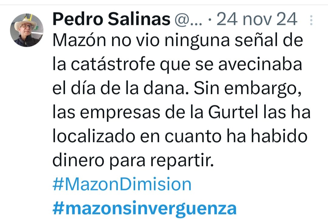 ¡Anda! Mirad lo que le dice este buen señor a Mazón.
Osea que ¿También está involucrado en la Gürtel?
Me pinchan y no sangro.
#MazonEsUnCabron