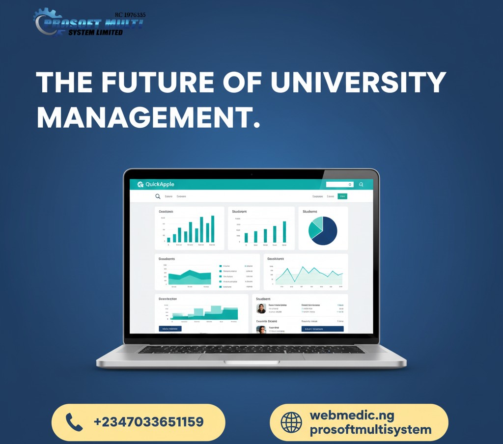 ProsoftSystem's tweet image. QuickApple — the future of university management.

🎓 Streamline admissions, automate results, and manage students &amp;amp; staff seamlessly.

#QuickApple #Prosoftsystem #Prosoft