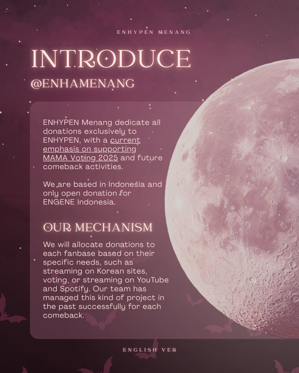 enhamenang's tweet photo. Brief introduction for @enhamenang's purposes and outline of our future plans for ENGENE to better understand us. 

We aim to connect ENGENE Indonesia and ENHYPEN's fanbases by consistently sharing our projects, and expanding donation campaigns to maximize our positive impact. https://t.co/HyIQjSAVQ9
