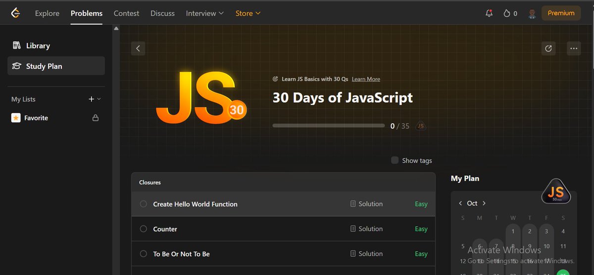 Mgregchi's tweet image. I've decided to brush up on my skills by starting a 30-day JavaScript challenge on @LeetCode. I got a bit ahead of myself and ended up solving two problems in just one day! 🙏
#JavaScript #crashcourse #CodingChallenge #30daysofjavascript