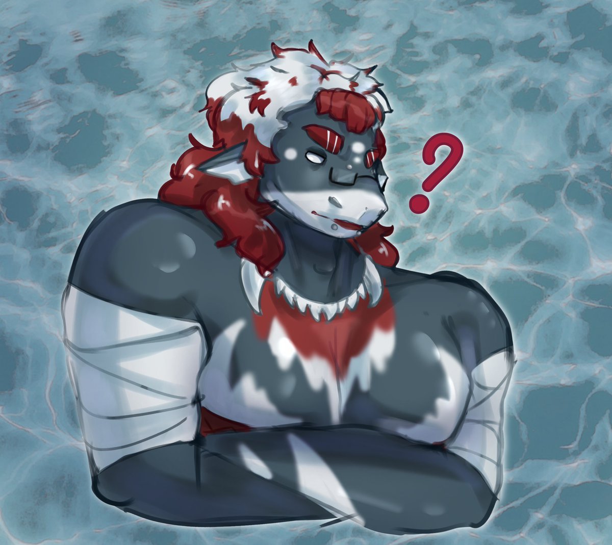 Keyeee_exist's tweet image. Quick sketch with qmy #oc Hai before i go to a concert! 
One of a few big boys I have &amp;lt;3 

He might look scary, but he's sweet! 
#anthroart #furry