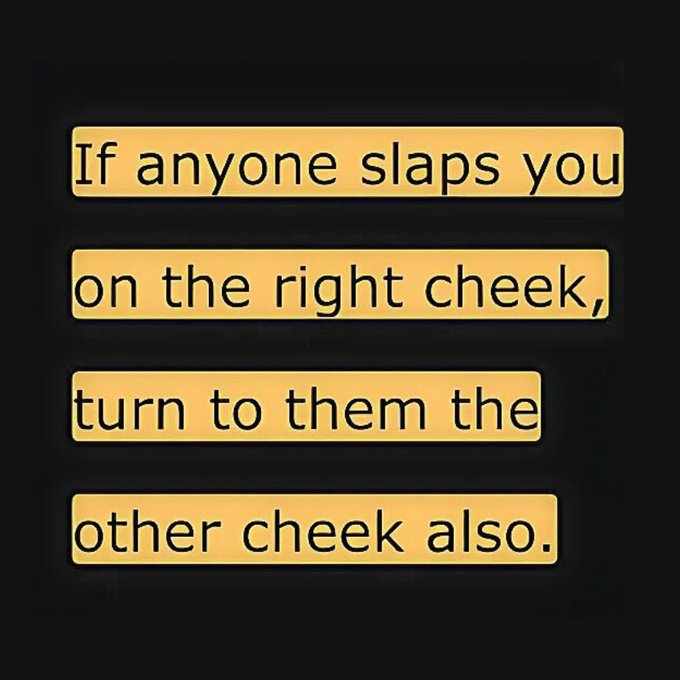 trad_west_'s tweet image. “Turning the other cheek” is one of Christ’s most misunderstood teachings.

Many think it means Christians should be passive, weak, or defenseless.

In the Sermon on the Mount, Jesus said: “If anyone slaps you on the right cheek, turn to them the other also.” Matthew 5,39

This…