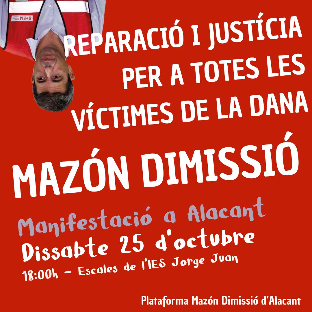 Ciberacciones FSS CCOO PV:
Un año de dolor, ni un solo responsable político. Desde la manifestación de Valencia, la exigencia es clara: las mentiras y la inacción de Mazón no pueden quedar impunes.
La tardanza en la alerta y la falta de previsión costaron vidas.
#MazónDimisión