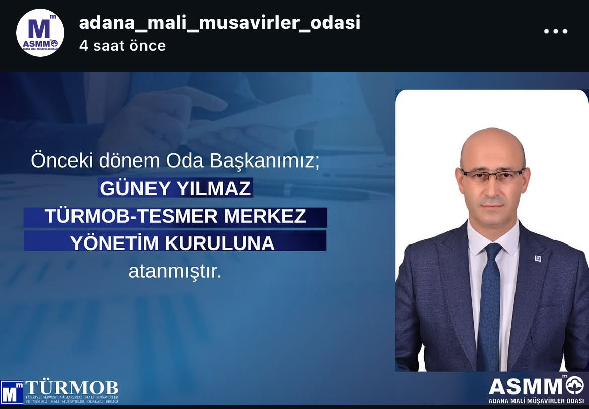 Yetkinliği, bilgi birikimi ve deneyimi ile Tesmer yönetimine ve mesleğimize  değer katacağından emin olduğumuz Sn.Güney Yılmaz’ı Tebrik ediyorum .