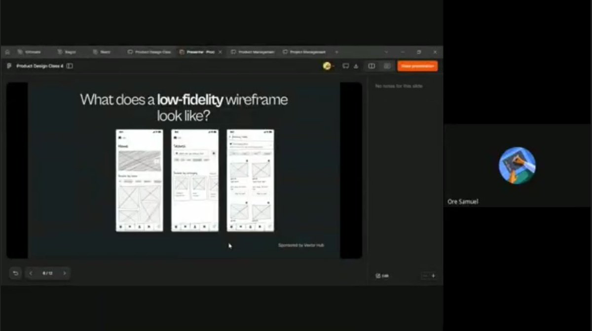 LabheSamson's tweet image. Day 4 of my #UIUX journey with @VextorHub
Introduction to Wireframing &amp;amp; Sketching
We learned:
• What wireframes are
• Why they’re vital in design
• Lo-fi &amp;amp; Hi-Fi Wireframes

Turning ideas into structure that’s design in action
#Wireframing #Figma #Techtraining