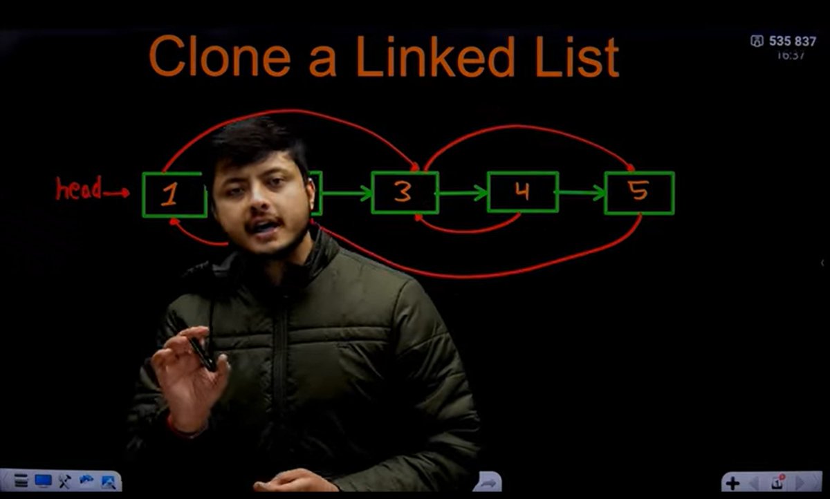 CHAYAN78905's tweet image. 🚀 #Day77 / #180DaysOfCode 🎯
DSA Journey in C++ 📚 | #CoderArmy

📌 Topics: Linked List: problem solved ⚡
✅ Clone a Linked List with next pointer and random pointer (different approach )
✅ Array Vs Linked list
Thanks to @rohit_negi9 Bhaiya for the amazing explanation!
#DSA