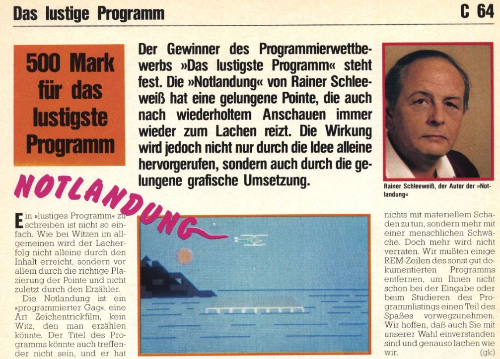 Retrojournal_de's tweet image. Preis für das „lustigste Programm“ namens Notlandung: 500 Mark!
Preis für das ernsteste Autorenfoto: unbezahlbar. 😄
#RetroComputing #C64 #VintageSoftware