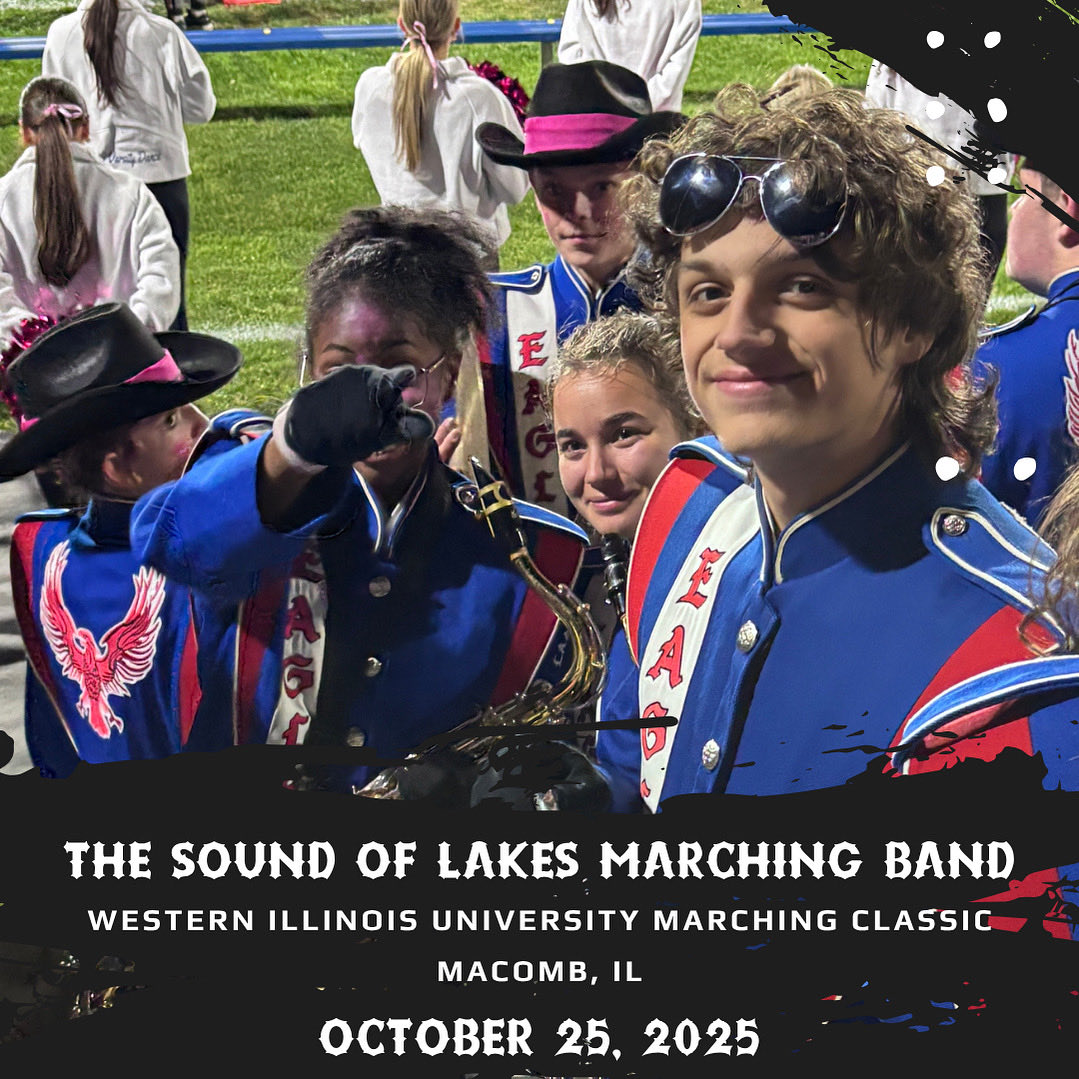 Best of luck to @lakesband117 as they take the Dark Horse Ranch to Western Illinois University’s Marching Classic! Thanks to <a href="/lakesboosters/">LEBC</a> for their generous donation that allowed our bad to travel in motor coaches to this event! 💙🦅