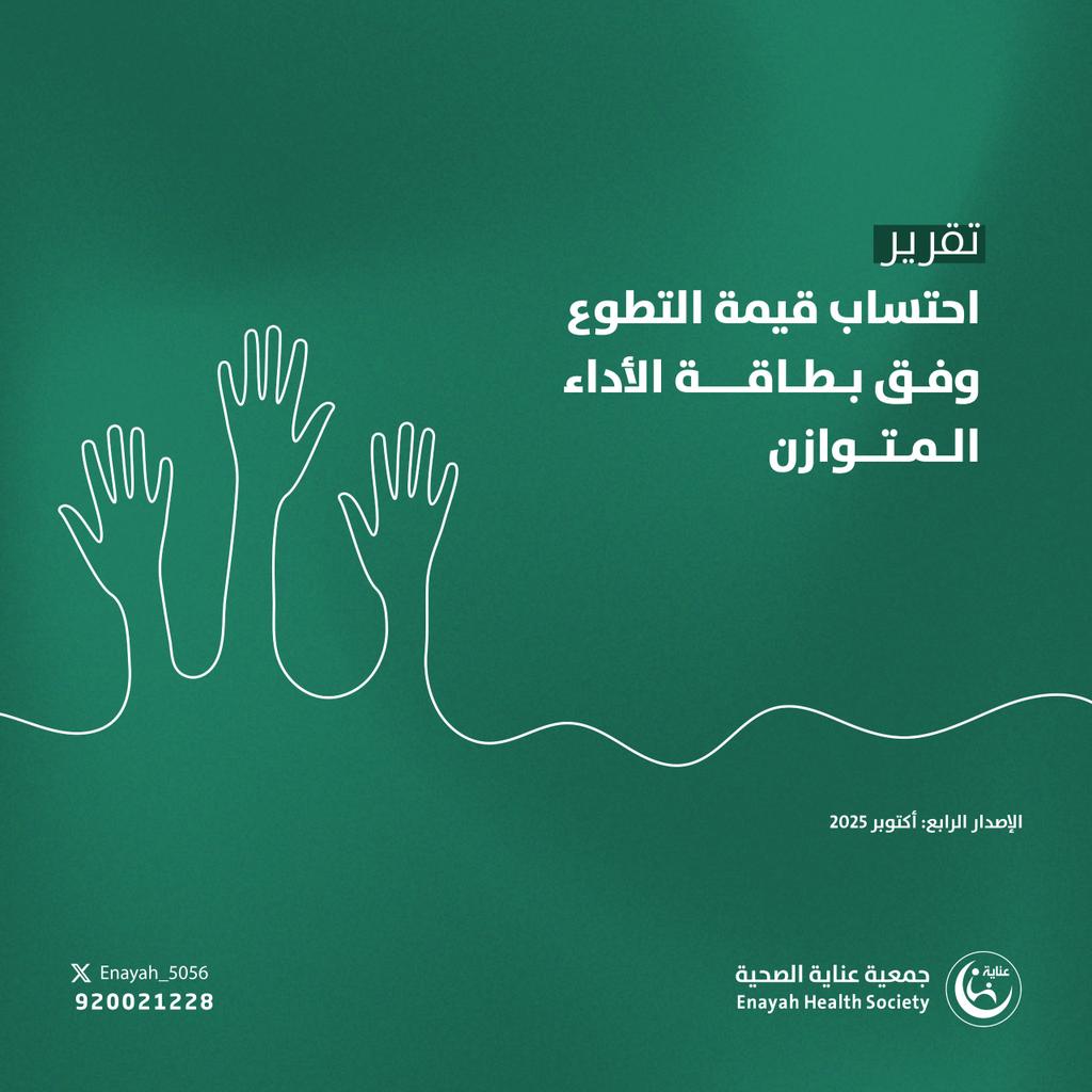 أطلقت جمعية عناية الصحية منهجيتها الحديثة لاحتساب قيمة التطوع الصحي وفق بطاقة الأداء المتوازن (BSC)، كأول جمعية صحية تعتمد هذا النموذج المتكامل لقياس الأثر الاقتصادي والاجتماعي والتنموي للتطوع.

وتأتي هذه الخطوة لتعزيز استدامة العطاء الصحي، ورفع كفاءة العمل التطوعي المؤسسي،