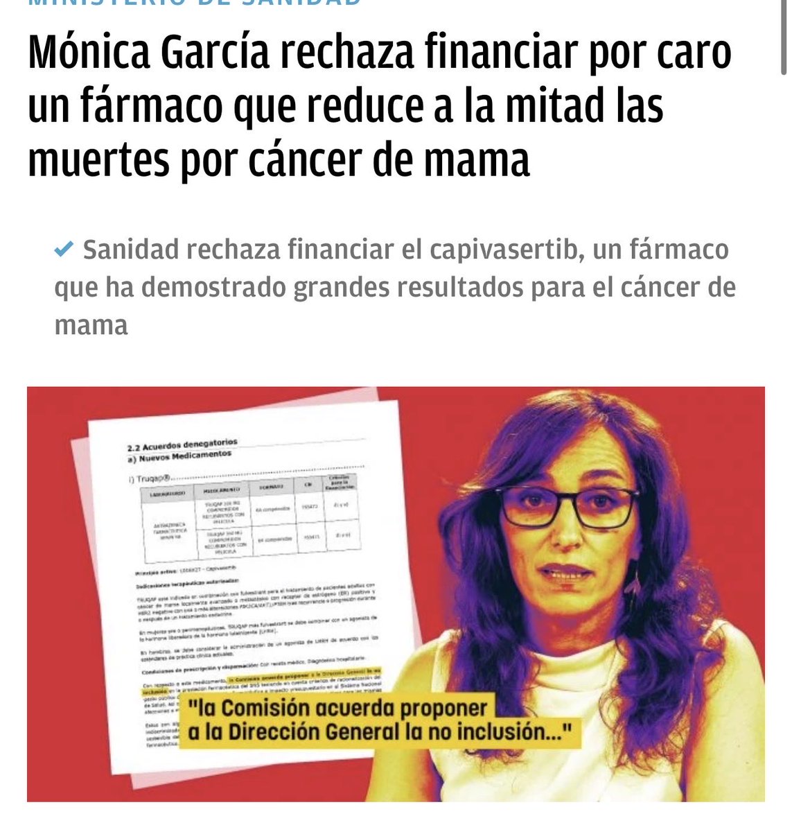 A Mónica García no le interesa la salud de los españoles: únicamente está interesado en aplicar su agenda ideológica.