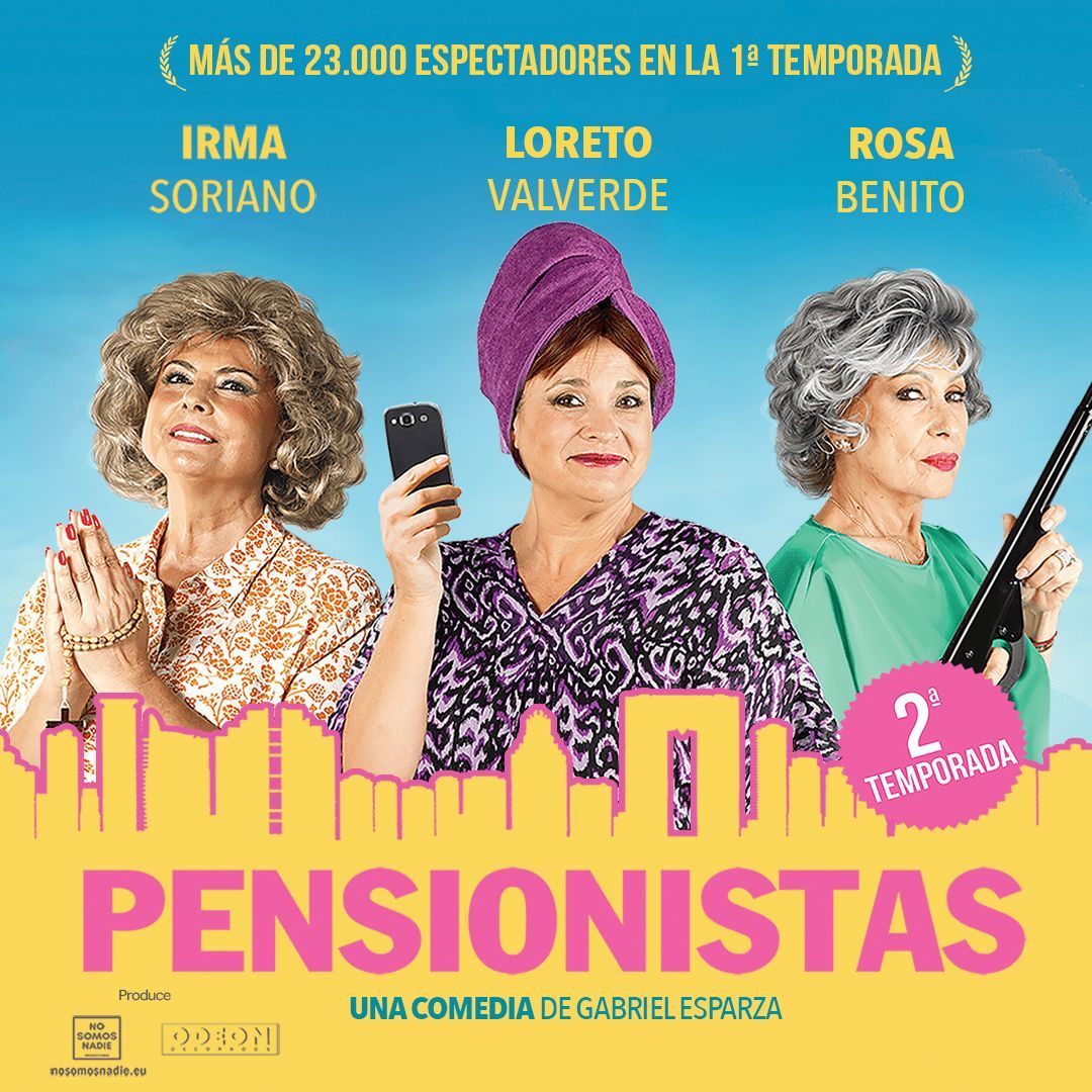 Partiendo de esta situación dramática; nace una aventura divertida, llena de momentos hilarantes.

Del 29 de octubre al 9 de noviembre vuelve #Pensionistas con <a href="/irmalaarma/">Irma Soriano</a> #LoretoValverde y <a href="/RBenitoOficial/">Rosa Benito🌹</a>.
👵 bit.ly/Pensionistas_