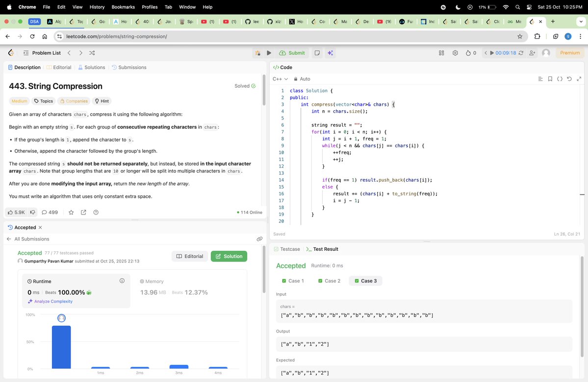thehungertocode's tweet image. Hello Everyone 👋
Completed #Day663 of the #codeeveryday challenge.
Solved: String Compression
✅ T.C : O(n)
✅ S.C : O(n)
#consistencyiskey #buildinpublic #developer #Engineering #LeetCode