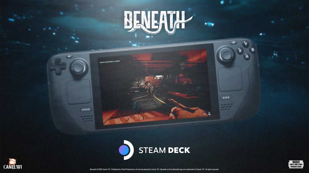 Take the terror anywhere.

Beneath is fully playable on Steam Deck - dive into the depths from the comfort of your couch, bed, or wherever you dare.

🌊 Available October 27 on Steam.

Wishlist Now : store.steampowered.com/app/1593230/Be…

#Beneath #SteamDeck #HorrorGames